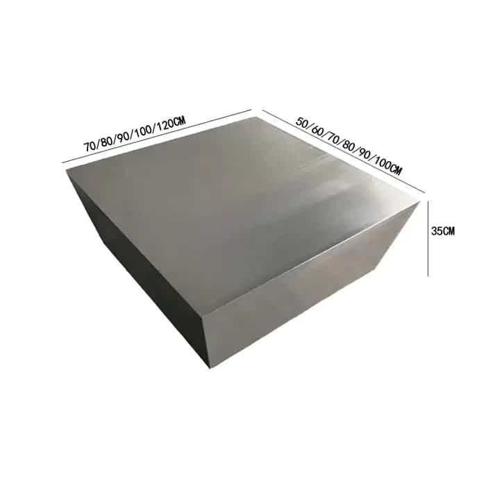 Table basse italienne durable minimaliste en acier inoxydable massif avec finition mate brossée pour