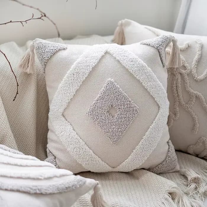 Housse de coussin capitonnée style bohémien