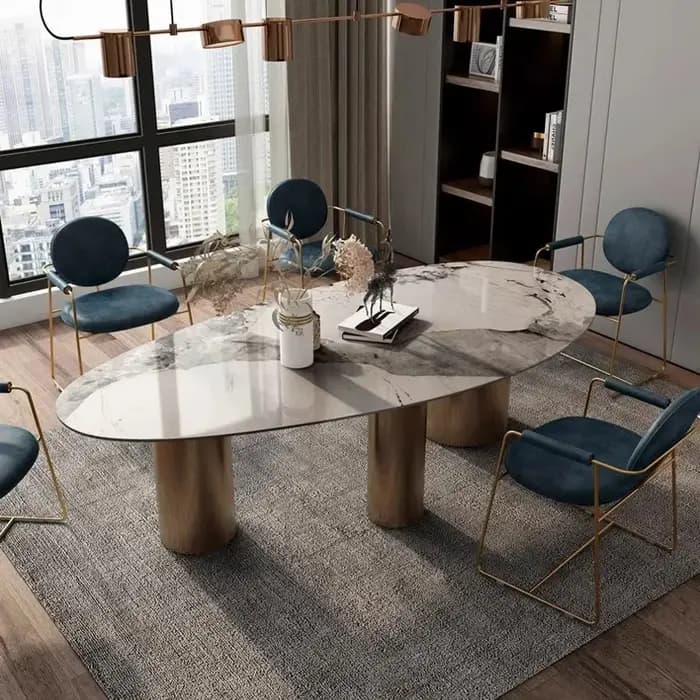 Table à manger en marbre italien sur mesure, toutes tailles, ensemble de salle à manger de luxe en p