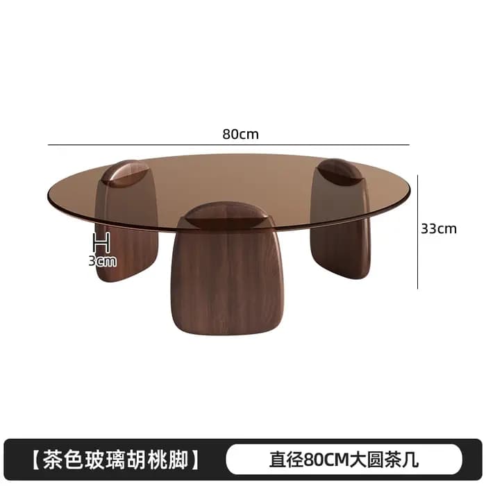 Table basse rétro en bois massif et verre