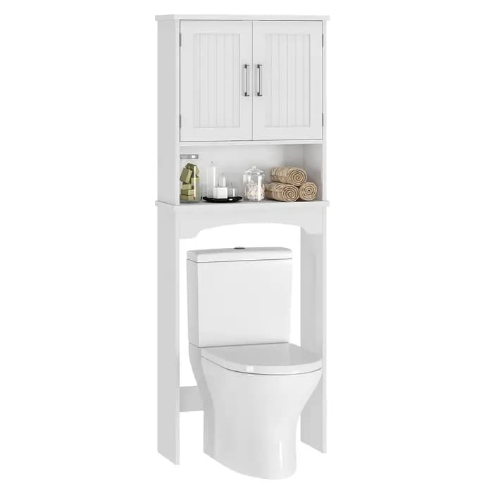 Armoire de rangement au-dessus des toilettes avec portes doubles et dispositif anti-basculement, org