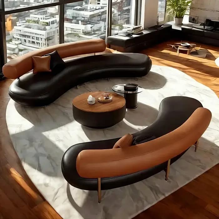 Canapés de salon ronds incurvés Pouf fauteuil canapé paresseux bureau