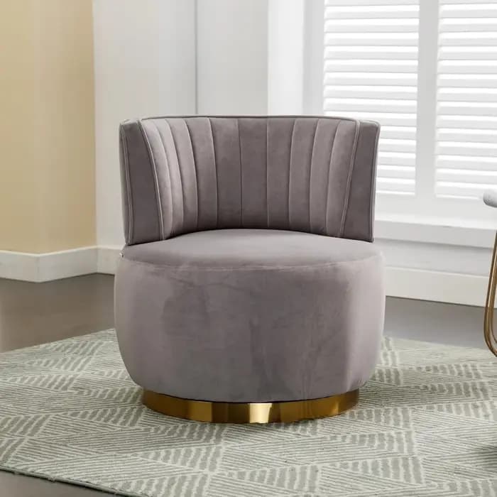 Chaise d'appoint pivotante moderne avec dossier incurvé, fauteuil pivotant rond, chaise baril pour s