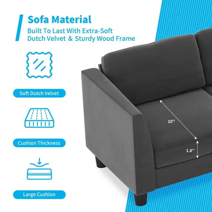 HORGgland-Canapé convertible en forme de L avec chaise réversible, canapé 3 places, O, 87 po