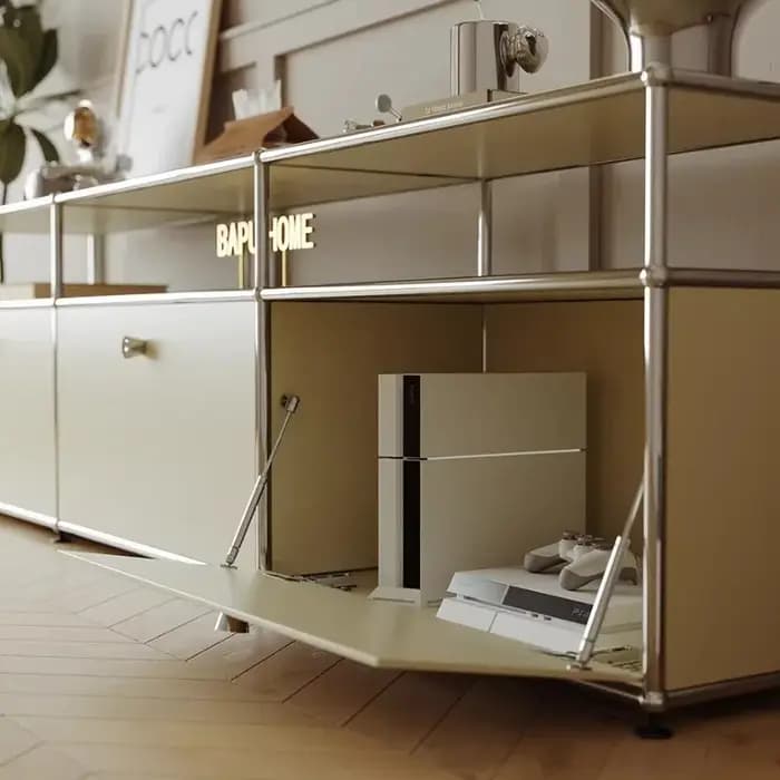 Meuble TV Rétro de Style Mid-Century avec Étagères