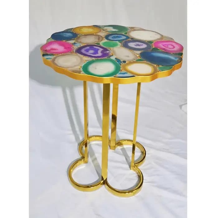 Table basse en forme de fleur en acier inoxydable