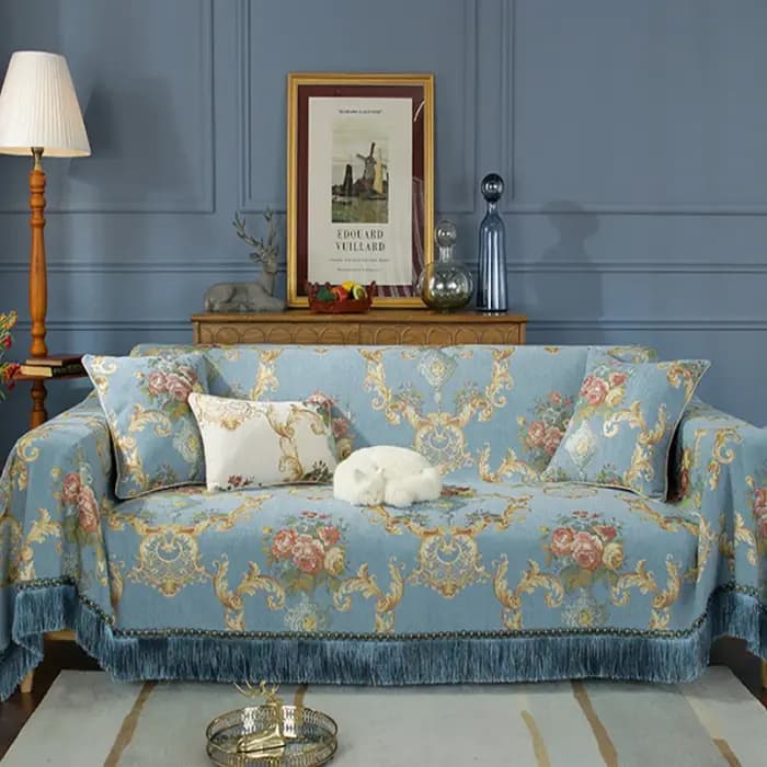 Couverture de canapé en cuir à franges