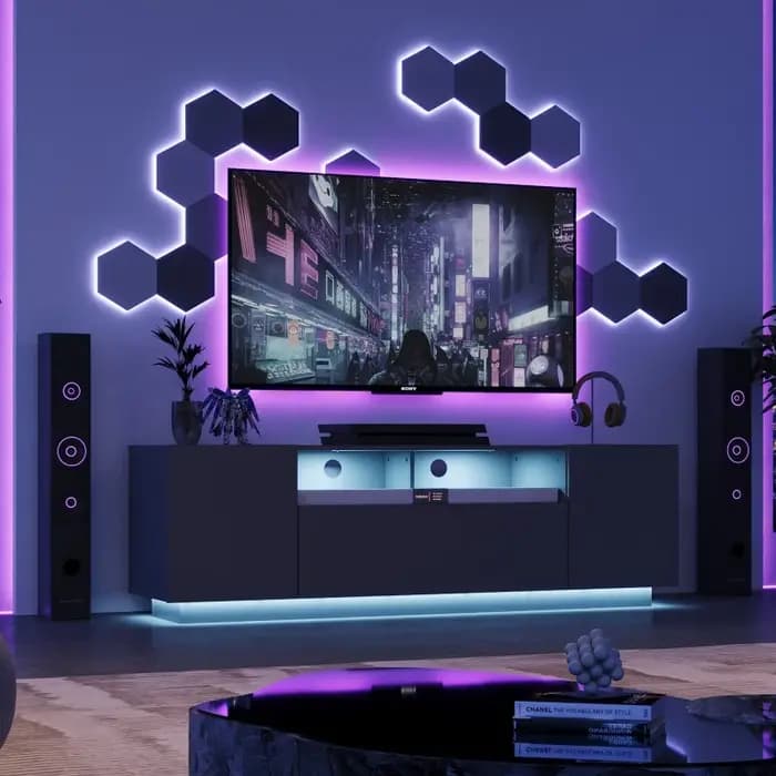 GALAXHERO Meuble TV pour centre de divertissement TV 65 pouces avec armoire de rangement Console TV
