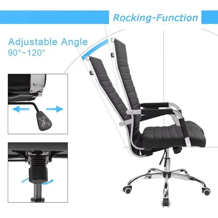 Chaise de bureau nervurée Furmax à dossier haut en cuir PU chaise de conférence de direction chaise