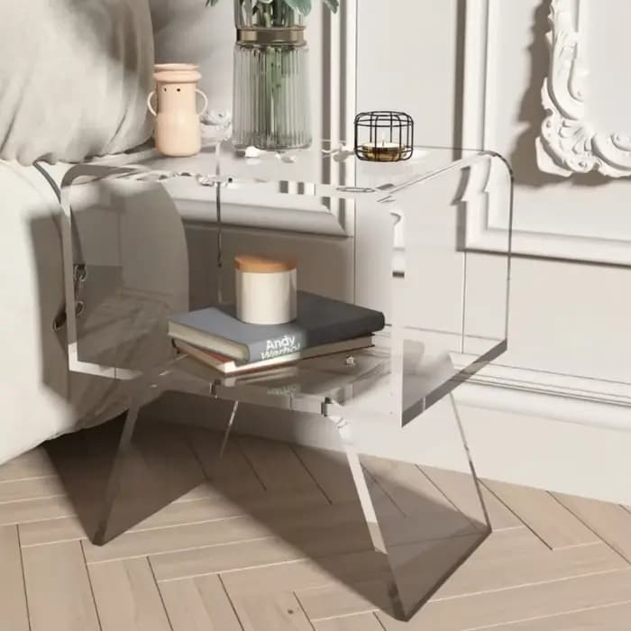 Table de chevet flottante en acrylique, mini table basse, salon, table d'appoint de canapé, petit ap