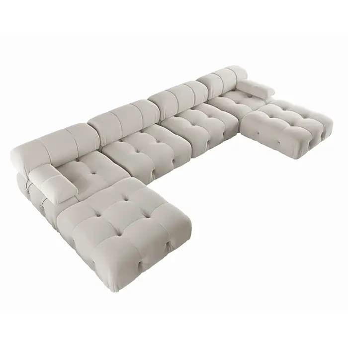 Canapé en tissu velours minimaliste en forme de U, canapés sectionnels modernes, grands canapés, can