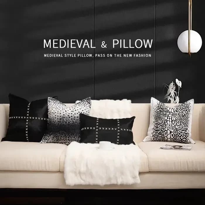 Juste de coussin guépard noir et blanc