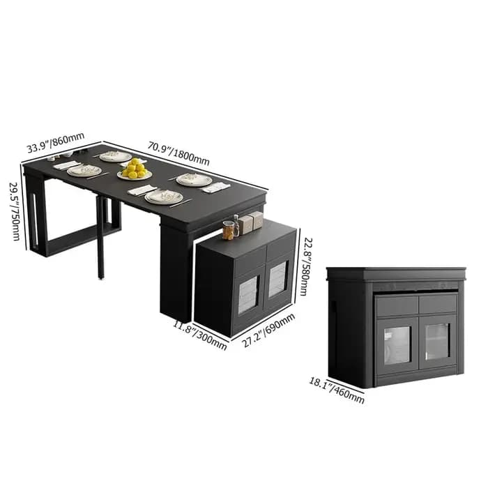 Buffet rectangulaire peu encombrant de table à manger extensible moderne avec le stockage