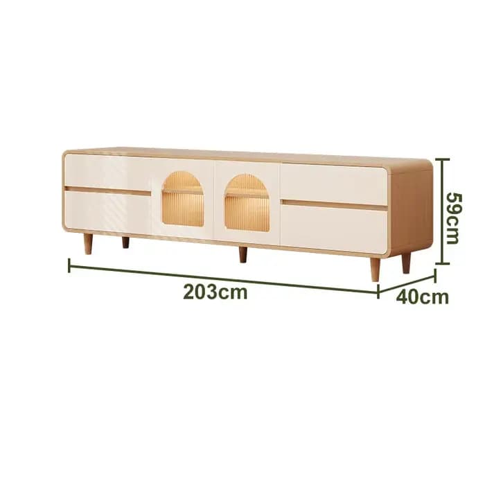 Meuble TV en bois massif blanc pour salon