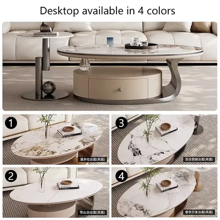 Table Basse Ovale en Acier Inoxydable
