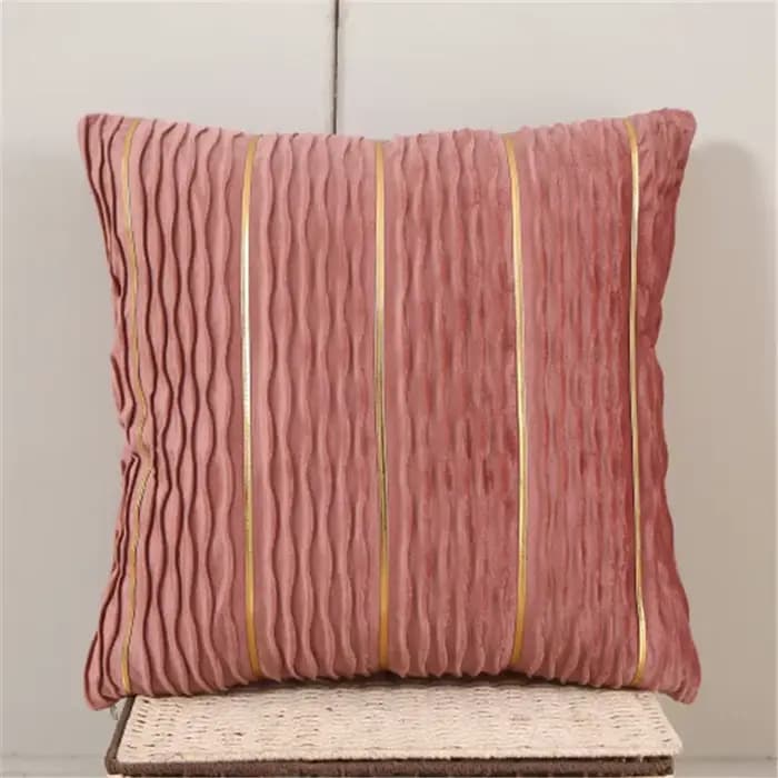 Housse de coussin en velours hollandais à rayures dorées