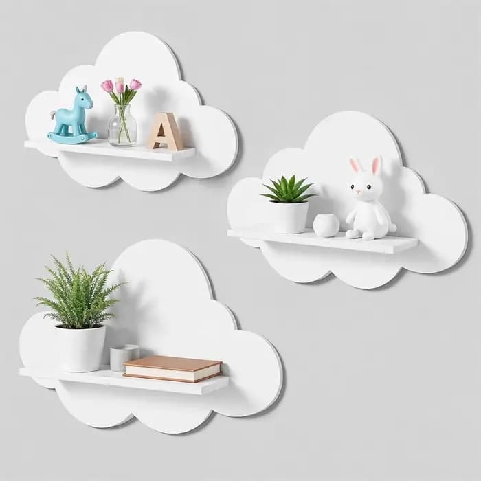 Ensemble de 3 étagères murales flottantes en forme de nuage
