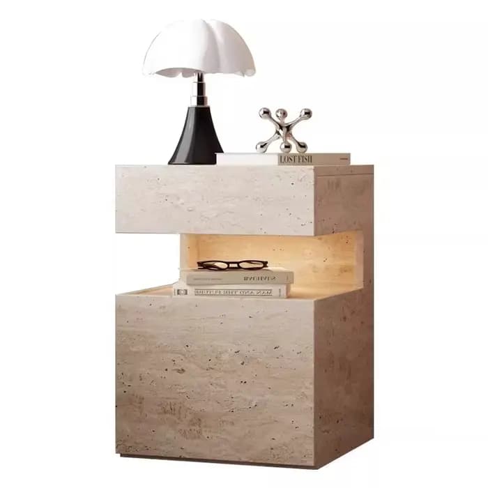 Table de chevet en bois massif avec tiroirs