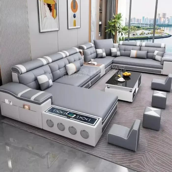 Canapé multifonctionnel relaxant rétractable inclinable en cuir pour Couple