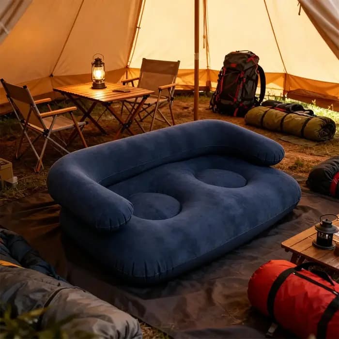 Canapé gonflable pliable floqué confortable avec accoudoirs pour patio