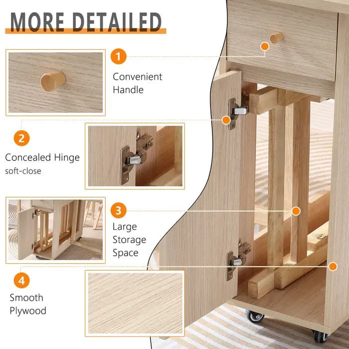 Table de salle à manger pliante extensible avec cuir chevelu tombant