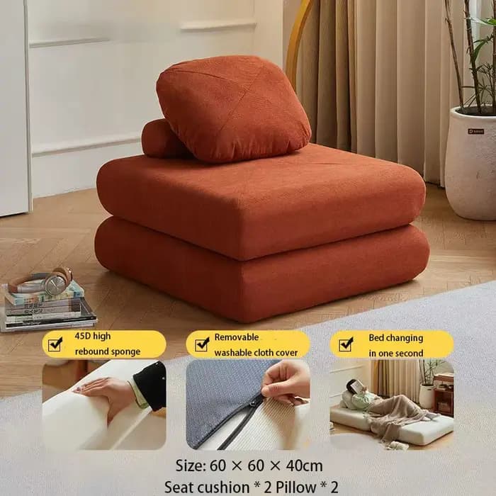 Bloc de Tofu canapé paresseux personne seule canapé détachable et lavable meubles de maison salon canapé-lit double usageTatamiMinimalistSofa