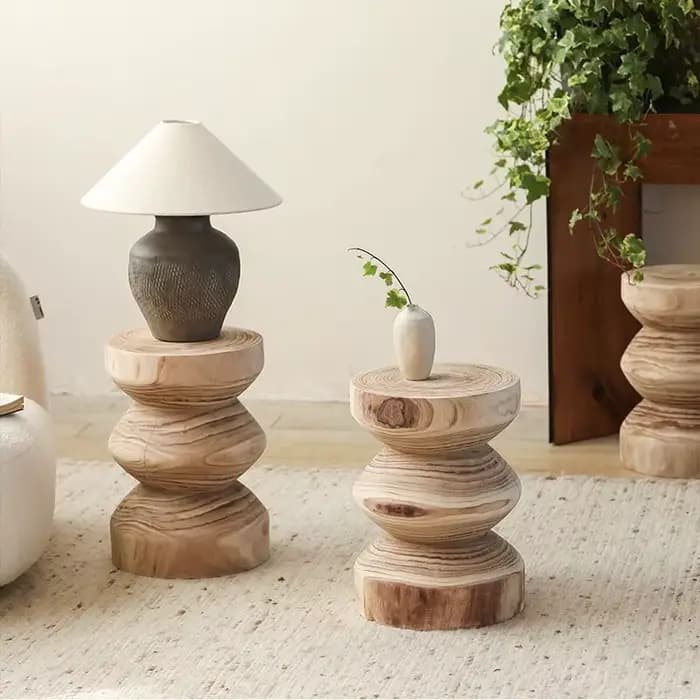 MOMO-Petite table d'appoint en bois, tabouret bas original, Wine--sabi, B & B, décoratif, rétro, boi