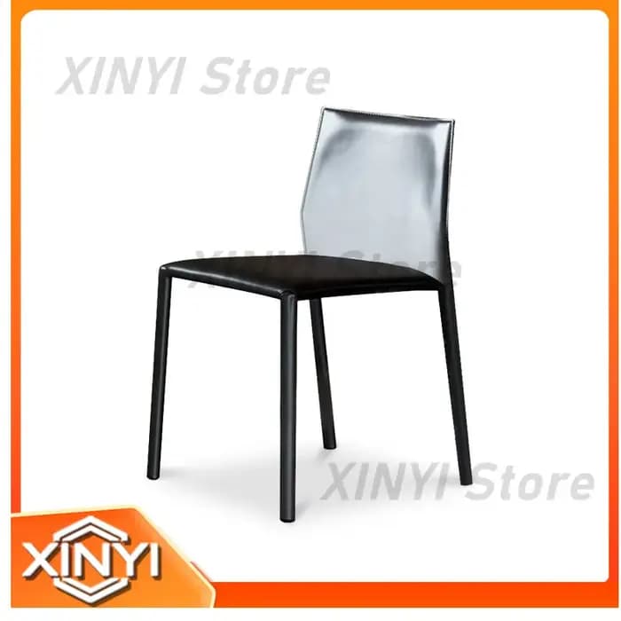 Chaise de salon moderne en cuir italien, design simple et luxueux