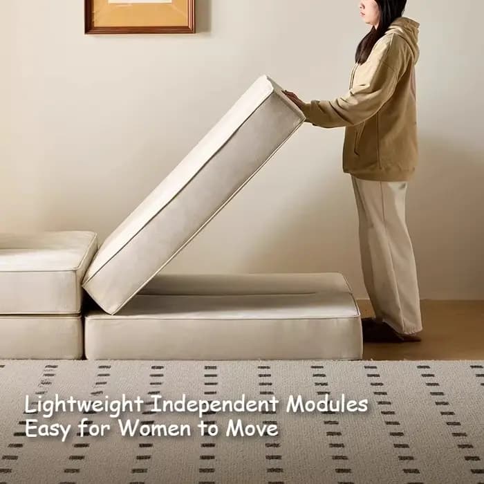 Canapé Modulable DIY de Luxe Moderne avec Fonction Lit d'Angle et Couchage Extensible pour Salon