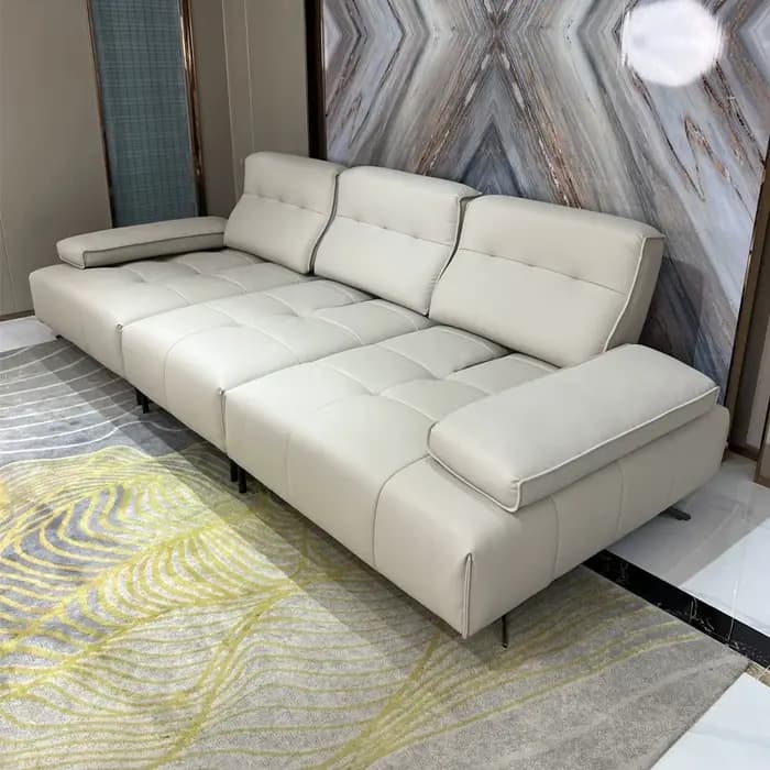 Linlamlim Canapé-lit inclinable électrique moderne – Canapé sectionnel réglable en cuir véritable avec accoudoirs