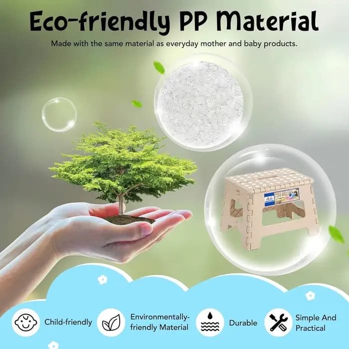 Tabouret pliant de 9 pouces, capacité de 300 lb, tabouret en plastique pour enfants et adultes, poig