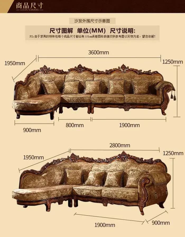 Canapé d'angle en velours de style classique européen, ensemble de meubles de salon de luxe avec ran