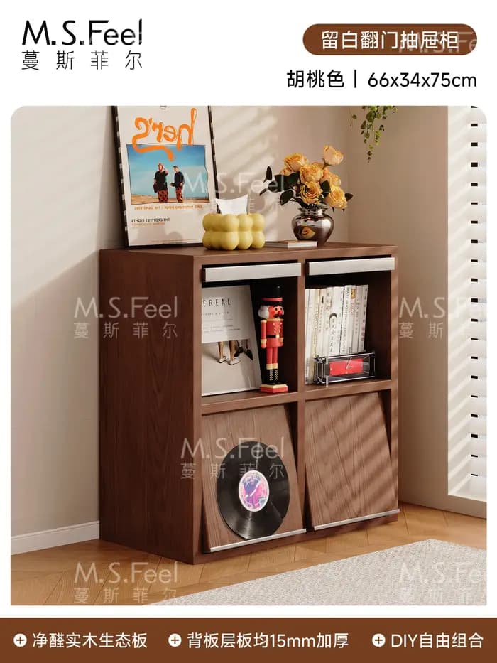 Meuble TV en bois massif, sur pied, mobile, pour chambre, hôtel, bureau, style vintage, mobilier de