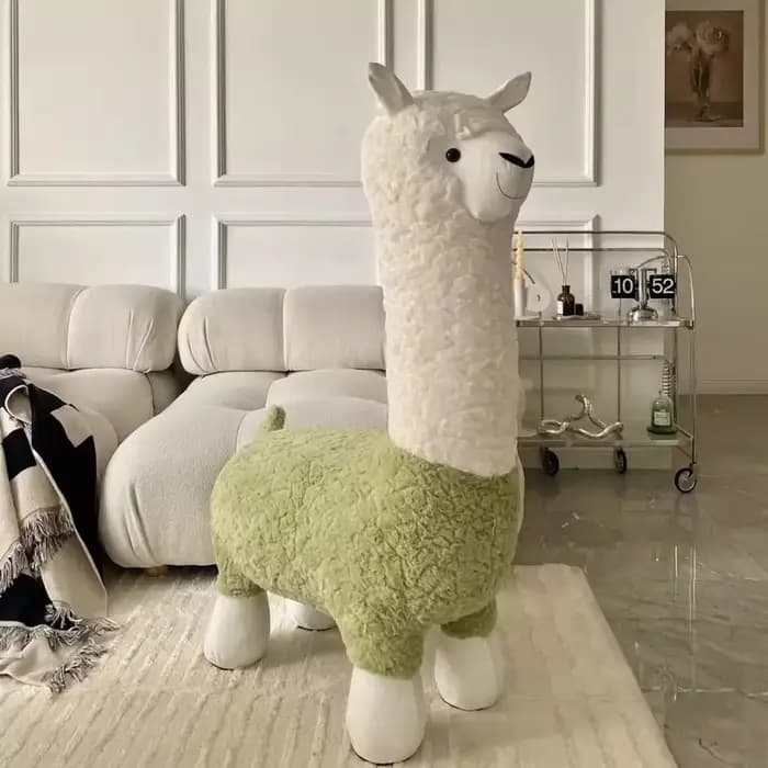 Tabouret surdimensionné en alpaga, siège d'animal en peluche créatif et célèbre sur Internet, décora