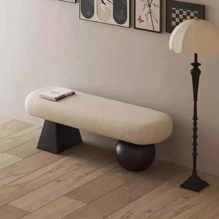  Banc d'entrée nordique en bois massif - Tabouret de salon multifonctionnel