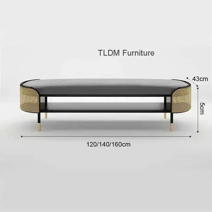 Pouf moderne Simple pour Hall d'entrée, Long creux avec coussin, tabourets légers de luxe en métal,