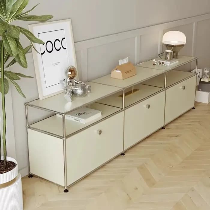 Meuble TV Rétro de Style Mid-Century avec Étagères