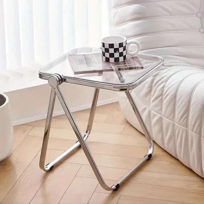 Table d'appoint pliante-table basse transparente à la mode pour salon canapé coin et balcon