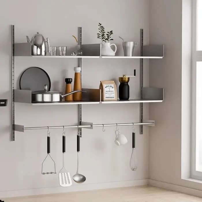 Étagère Modulaire Murale en Acier Inoxydable pour Salon – Système de Rangement Gain de Place et Présentoir DIY