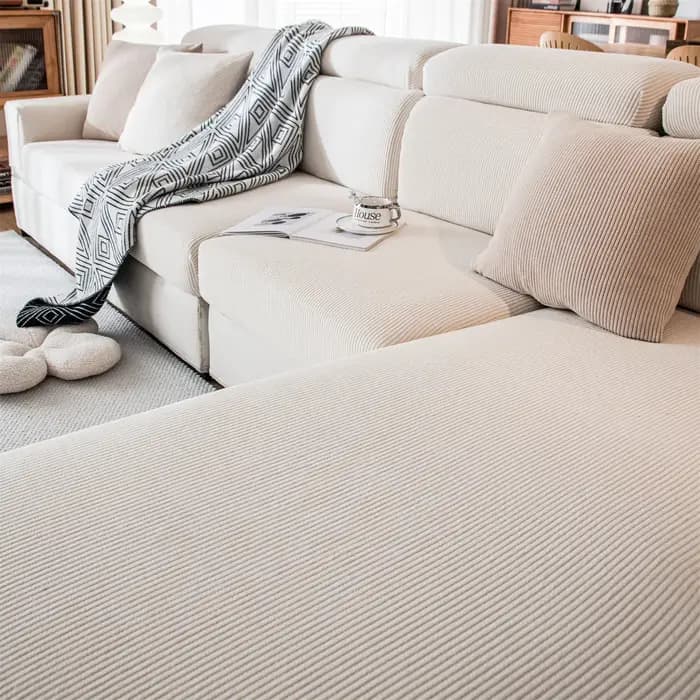 Housse de coussin de siège de canapé amovible extensible en Jacquard à rayures épaisses, lavable pou