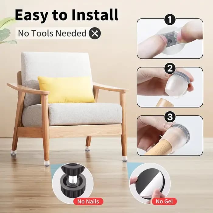 Protecteur de pieds de chaise gris, 8 pièces, couvre-pieds Diagonal gris avec coussinets en feutre é