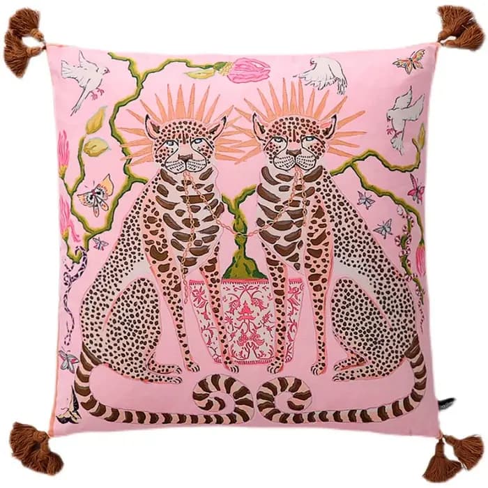 Juste de coussin rétro de luxe avec imprimé léopard, taie d'oreiller décorative rose pour canapé, sa