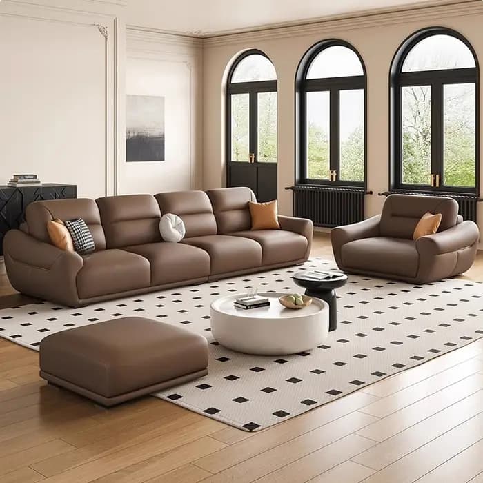 Canapés minimalistes italiens en cuir véritable multifonction chambres simples