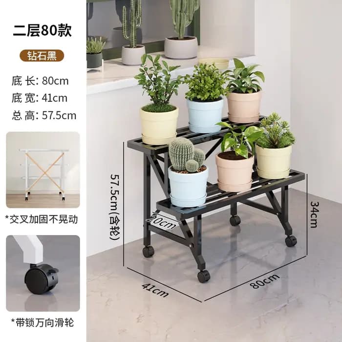 Étagère de Pot de fleur de balcon en métal avec roues