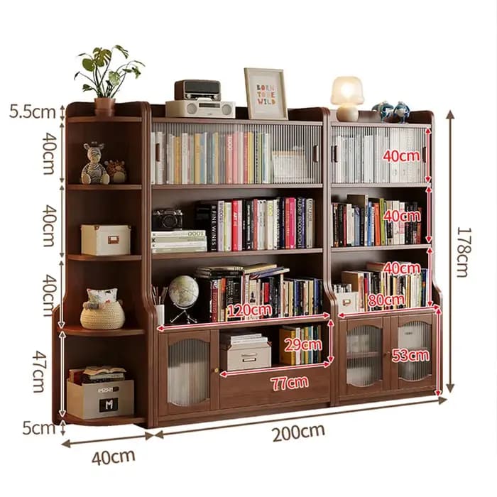B2B – bibliothèque multifonctionnelle durable en bois massif, pour la maison, le bureau, le salon et