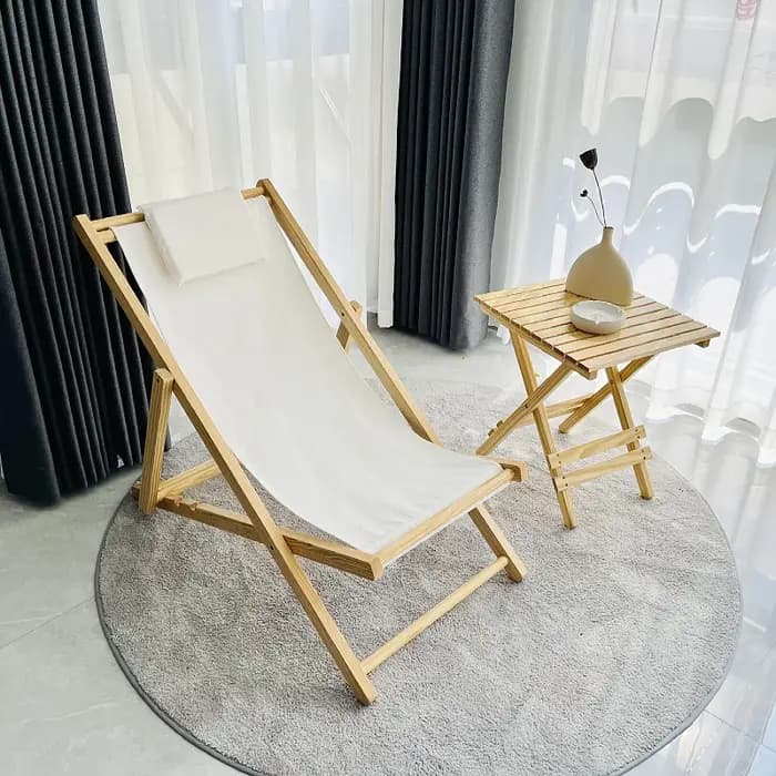 Adulte pliant Camping chaise Relax étudiant en bois inclinable taille