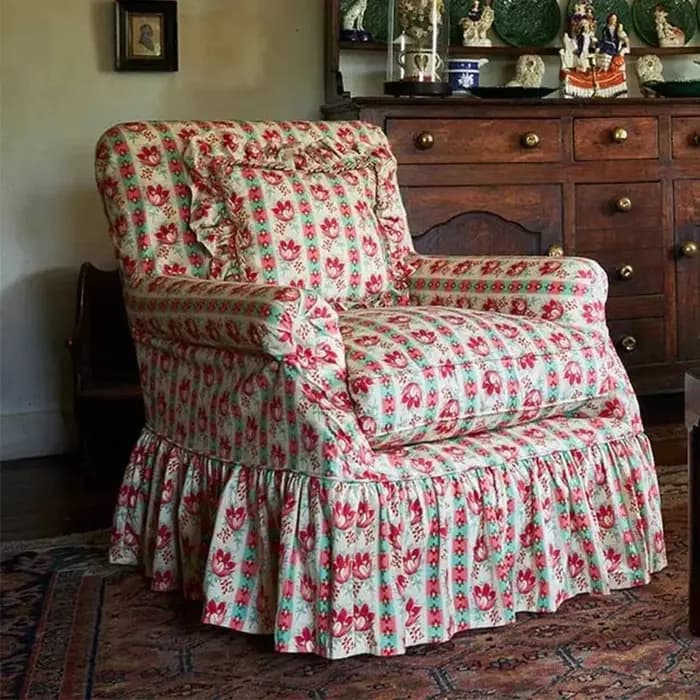 Canapé de salon en tissu floral, fauteuil de loisirs rétro français, chaise individuelle en lin impr