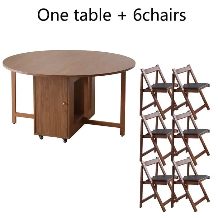 Table à manger ronde pliante multifonctionnelle avec chaises