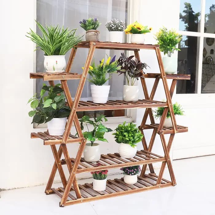 Grand support triangulaire pour plantes en bois, support de Pot de fleur d'intérieur à 6 niveaux, pr