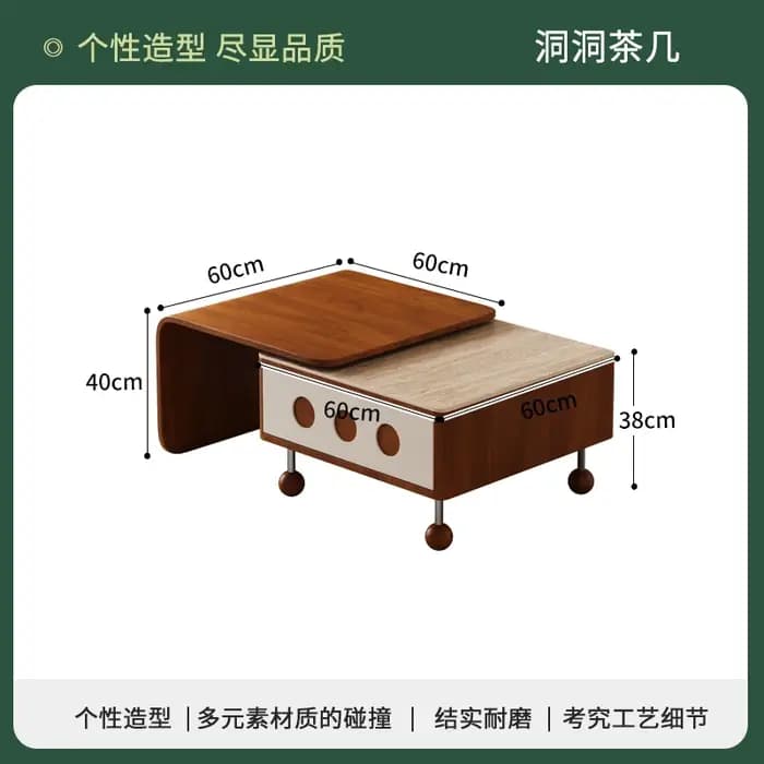 Tables basses rectangulaires extensibles avec rangement
